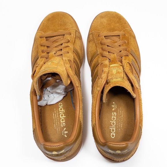 Adidas Campus Sneakers Mens 10.5 Amber Yellow Suede Low Top 3 Stripes Shoes - Picture 12 of 13